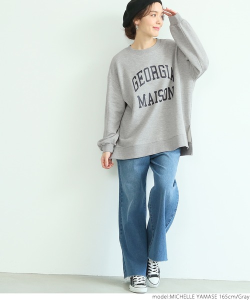 coca(coca)(コカ)の「ミニ裏毛ロゴプリントスウェット(スウェット・レディース・チャコールグレー/ネイビー/グレー/アイボリー・ONE SIZE)」の5枚目の写真