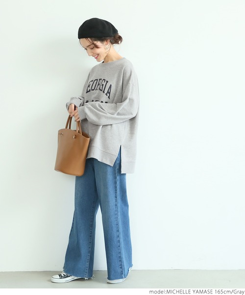 coca(coca)(コカ)の「ミニ裏毛ロゴプリントスウェット(スウェット・レディース・チャコールグレー/ネイビー/グレー/アイボリー・ONE SIZE)」の8枚目の写真