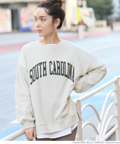 coca(coca)(コカ)の「ミニ裏毛ロゴプリントスウェット(スウェット・レディース・チャコールグレー/ネイビー/グレー/アイボリー・ONE SIZE)」の12枚目の写真