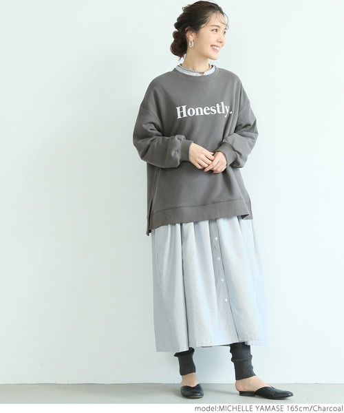 coca(coca)(コカ)の「ミニ裏毛ロゴプリントスウェット(スウェット・レディース・チャコールグレー/ネイビー/グレー/アイボリー・ONE SIZE)」の19枚目の写真