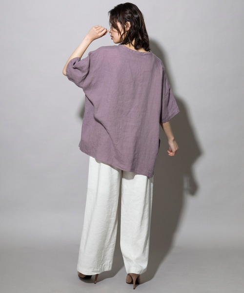 Munich（ミューニック）の「フレンチリネンキャンバス　ビッグプルオーバー（シャツ/ブラウス・レディース・ダークブラウン/パープル/ナチュラル/ホワイト・FREE）」の11枚目の写真