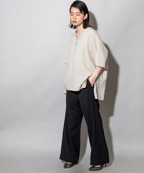 Munich（ミューニック）の「フレンチリネンキャンバス　ビッグプルオーバー（シャツ/ブラウス・レディース・ダークブラウン/パープル/ナチュラル/ホワイト・FREE）」の6枚目の写真