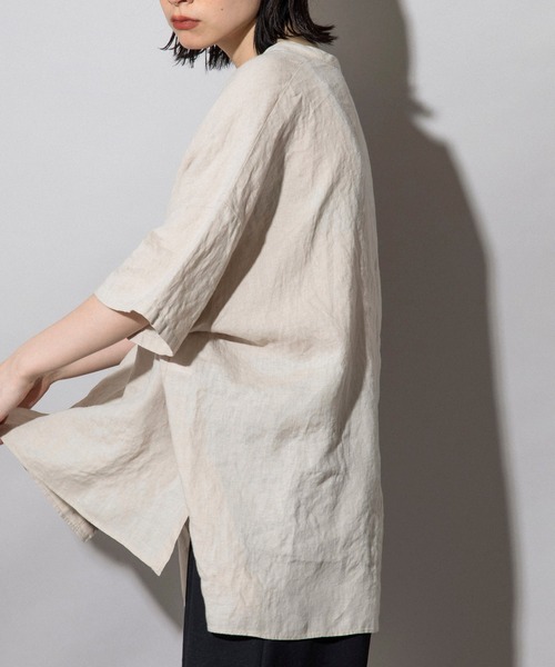 Munich（ミューニック）の「フレンチリネンキャンバス　ビッグプルオーバー（シャツ/ブラウス・レディース・ダークブラウン/パープル/ナチュラル/ホワイト・FREE）」の22枚目の写真