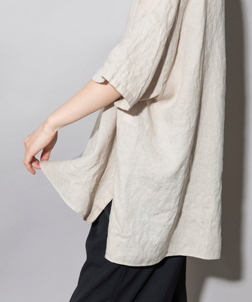 Munich（ミューニック）の「フレンチリネンキャンバス　ビッグプルオーバー（シャツ/ブラウス・レディース・ダークブラウン/パープル/ナチュラル/ホワイト・FREE）」の13枚目の写真