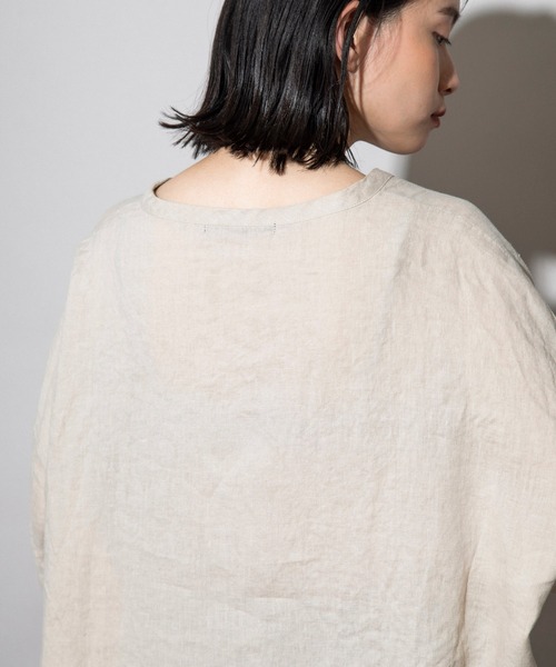 Munich（ミューニック）の「フレンチリネンキャンバス　ビッグプルオーバー（シャツ/ブラウス・レディース・ダークブラウン/パープル/ナチュラル/ホワイト・FREE）」の7枚目の写真