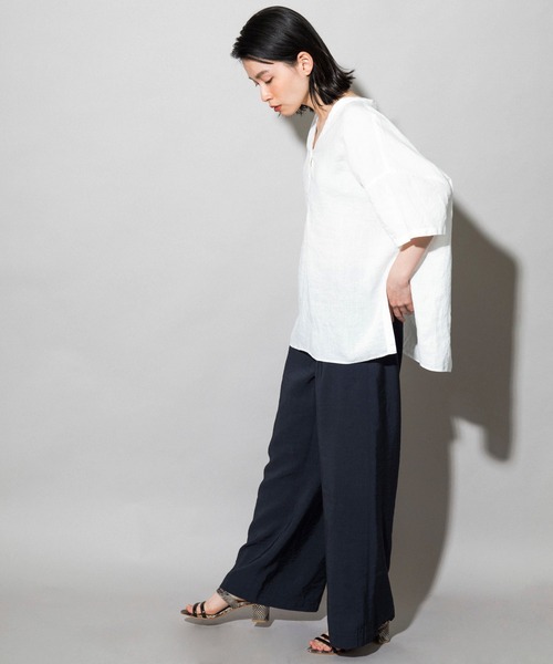 Munich（ミューニック）の「フレンチリネンキャンバス　ビッグプルオーバー（シャツ/ブラウス・レディース・ダークブラウン/パープル/ナチュラル/ホワイト・FREE）」の9枚目の写真