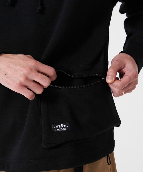 OUTDOOR PRODUCTS APPAREL（アウトドアプロダクツアパレル）の「防シワポケットプルパーカー 　UVカット　ポケット付き　ワンポイントブランドロゴ（パーカー・メンズ・アイボリー/ベージュ/ブラック・X-LARGE/LARGE/MEDIUM）」の6枚目の写真