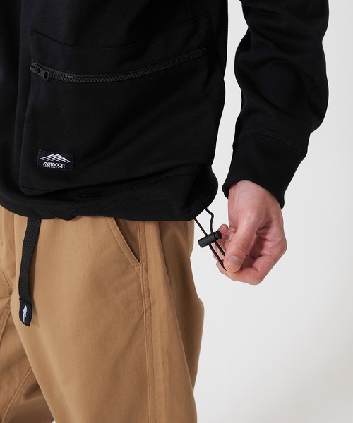 OUTDOOR PRODUCTS APPAREL（アウトドアプロダクツアパレル）の「防シワポケットプルパーカー 　UVカット　ポケット付き　ワンポイントブランドロゴ（パーカー・メンズ・アイボリー/ベージュ/ブラック・X-LARGE/LARGE/MEDIUM）」の4枚目の写真