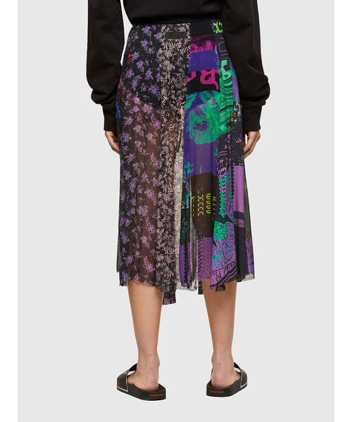 DIESEL（ディーゼル）の「レディース スカート オールオーバープリント パッチワーク ロング（スカート・レディース・ブラック・SMALL/MEDIUM/LARGE）」の4枚目の写真