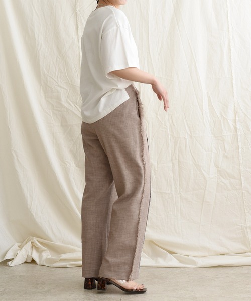 LHELBIE（レルビエ）の「プリントパイピングブッチャーパンツ（その他パンツ・レディース・ブラック/ベージュ/グレー・M）」の9枚目の写真