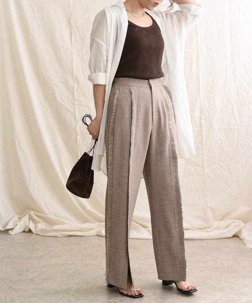 LHELBIE（レルビエ）の「プリントパイピングブッチャーパンツ（その他パンツ・レディース・ブラック/ベージュ/グレー・M）」の10枚目の写真