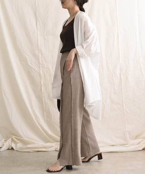 LHELBIE（レルビエ）の「プリントパイピングブッチャーパンツ（その他パンツ・レディース・ブラック/ベージュ/グレー・M）」の11枚目の写真