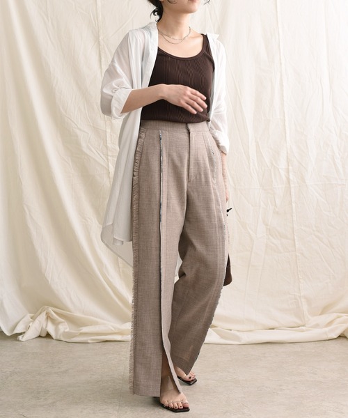 LHELBIE（レルビエ）の「プリントパイピングブッチャーパンツ（その他パンツ・レディース・ブラック/ベージュ/グレー・M）」の12枚目の写真