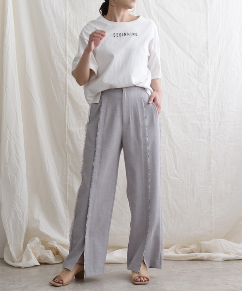 LHELBIE（レルビエ）の「プリントパイピングブッチャーパンツ（その他パンツ・レディース・ブラック/ベージュ/グレー・M）」の20枚目の写真