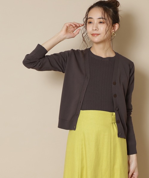 N.（N. Natural Beauty Basic）（エヌエヌナチュラルビューティーベーシック）の「◆ハイツイストコットンレーヨンＶカーディガン（カーディガン/ボレロ・レディース・アッシュブラウン/クリーム/ブルー/ネイビー/オレンジ・MEDIUM）」の2枚目の写真