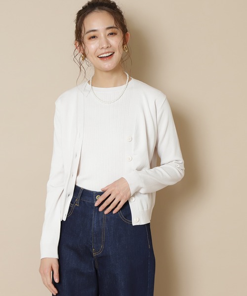 N.（N. Natural Beauty Basic）（エヌエヌナチュラルビューティーベーシック）の「◆ハイツイストコットンレーヨンＶカーディガン（カーディガン/ボレロ・レディース・アッシュブラウン/クリーム/ブルー/ネイビー/オレンジ・MEDIUM）」の3枚目の写真