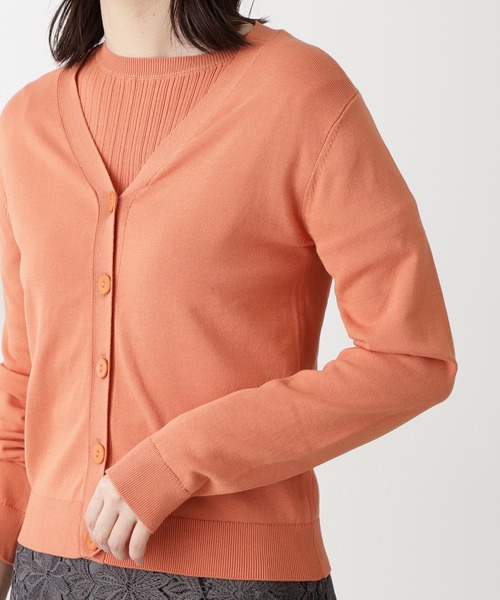 N.（N. Natural Beauty Basic）（エヌエヌナチュラルビューティーベーシック）の「◆ハイツイストコットンレーヨンＶカーディガン（カーディガン/ボレロ・レディース・アッシュブラウン/クリーム/ブルー/ネイビー/オレンジ・MEDIUM）」の10枚目の写真