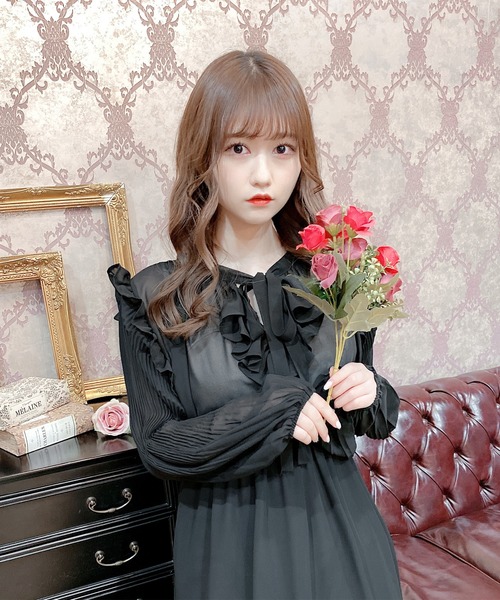 エムミーエメ サイドリボンティアードシフォン ロングワンピース