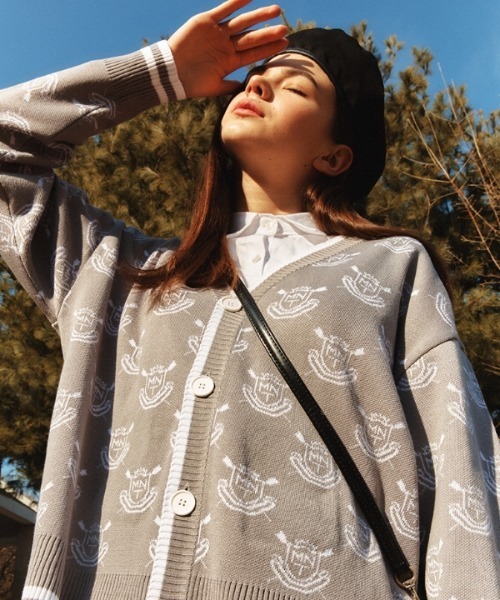 ★MAINBOOTH★Univ. Preppy Cardigan(NAVY)★正規品/直送料込 Viscose Blend Knit Preppy Stitch Detail Cardigan | Karen Millen
