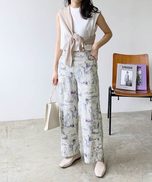 LIAN（リアン）の「水彩柄ストレートパンツ（その他パンツ・レディース・パープル/グリーン・FREE）」の14枚目の写真