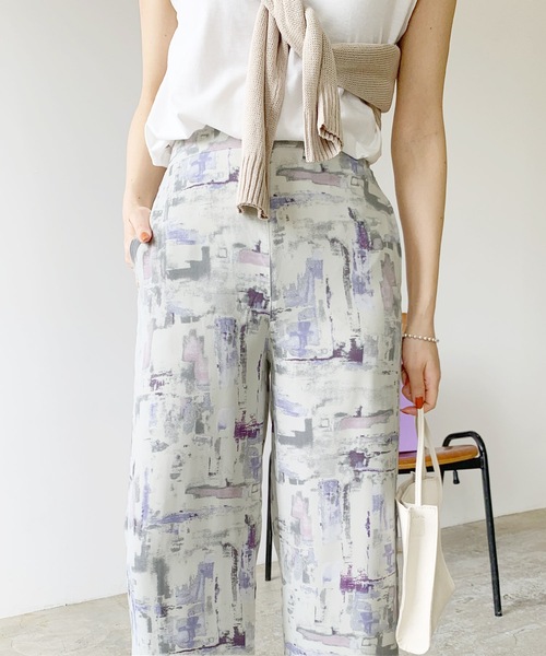 LIAN（リアン）の「水彩柄ストレートパンツ（その他パンツ・レディース・パープル/グリーン・FREE）」の9枚目の写真