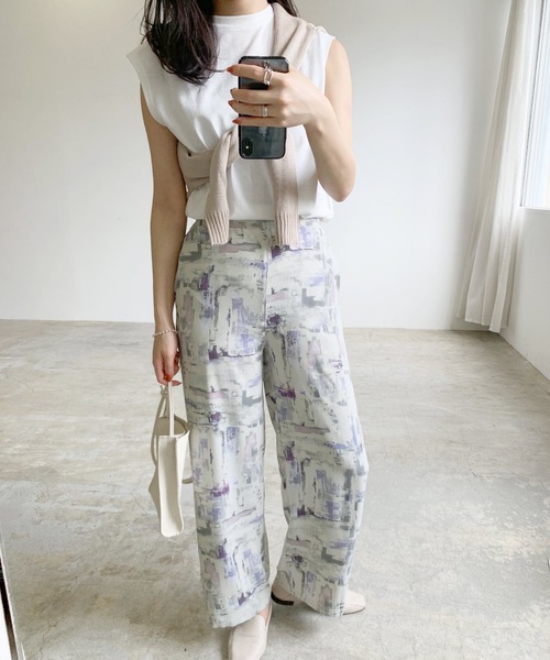 LIAN（リアン）の「水彩柄ストレートパンツ（その他パンツ・レディース・パープル/グリーン・FREE）」の11枚目の写真