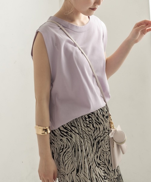 CAPRICIEUX LE'MAGE（カプリシューレマージュ）の「CAPフレンチBOX Tシャツ（Tシャツ/カットソー・レディース・ホワイト/ブラック/グレー/モカ/パープル・FREE）」の5枚目の写真