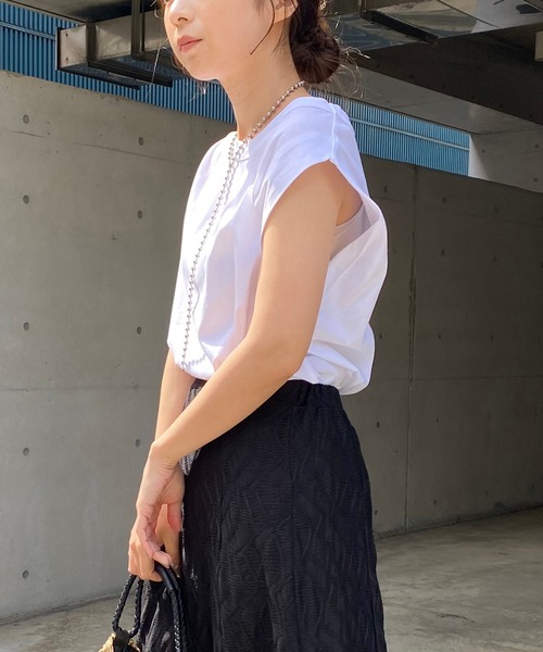 CAPRICIEUX LE'MAGE（カプリシューレマージュ）の「CAPフレンチBOX Tシャツ（Tシャツ/カットソー・レディース・ホワイト/ブラック/グレー/モカ/パープル・FREE）」の11枚目の写真