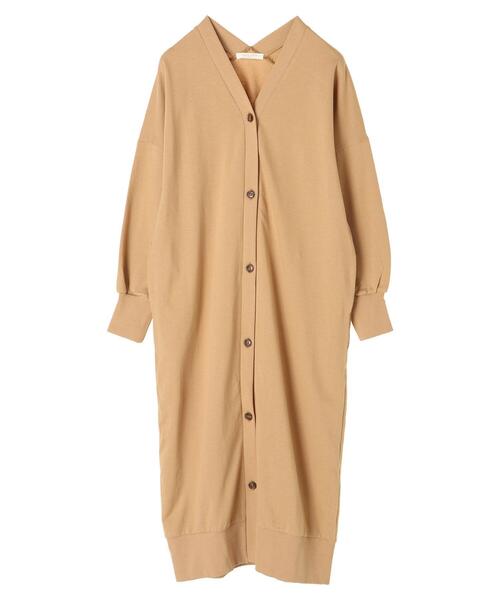 Green　Parks（グリーンパークス）の「カットロングカーデ＊（カーディガン/ボレロ・レディース・ライトグレー/ベージュ/グリーン・FREE）」の2枚目の写真