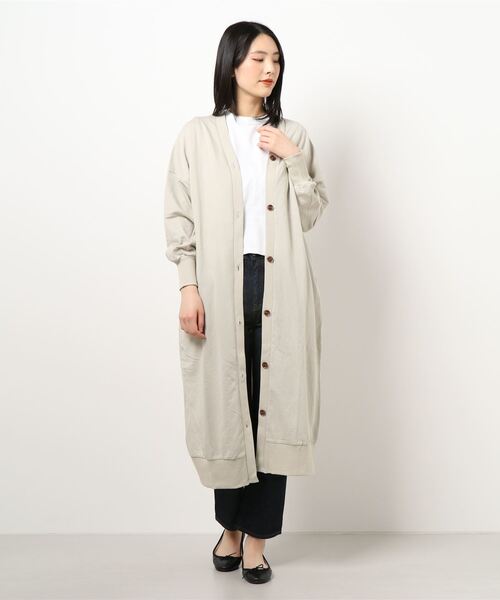 Green　Parks（グリーンパークス）の「カットロングカーデ＊（カーディガン/ボレロ・レディース・ライトグレー/ベージュ/グリーン・FREE）」の6枚目の写真