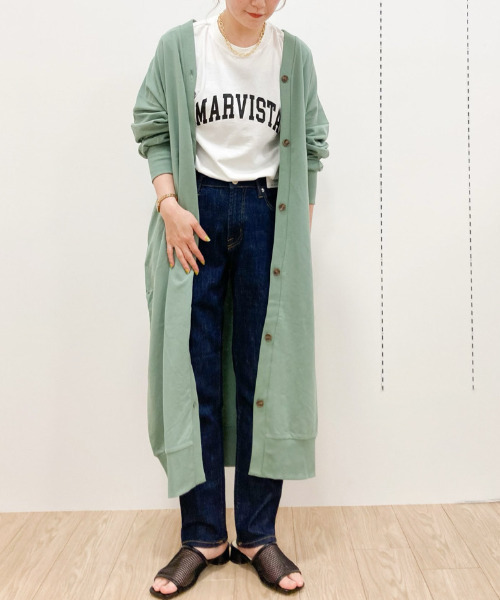 Green　Parks（グリーンパークス）の「カットロングカーデ＊（カーディガン/ボレロ・レディース・ライトグレー/ベージュ/グリーン・FREE）」の15枚目の写真