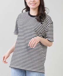 SPINNS | 【ゆったりシルエット】ボーダーリンガーTシャツ(Tシャツ/カットソー)