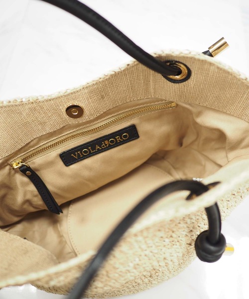 OUVRAGE CLASSE（ウヴラージュクラス）の「【VIOLAd’ORO／ヴィオラドーロ】ラフィネ×牛革カゴバック（ハンドバッグ・レディース・ナチュラル・FREE）」の4枚目の写真