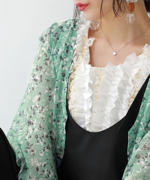 osharewalker（オシャレウォーカー）の「【廃盤】『ボリュームレースフリルタンク』（タンクトップ・レディース・ブラック/オフホワイト/グリーン/ピンク・2/1）」の7枚目の写真