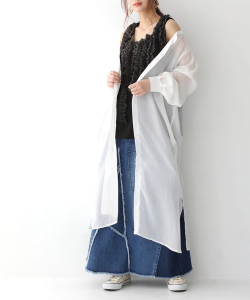 osharewalker（オシャレウォーカー）の「【廃盤】『ボリュームレースフリルタンク』（タンクトップ・レディース・ブラック/オフホワイト/グリーン/ピンク・2/1）」の11枚目の写真