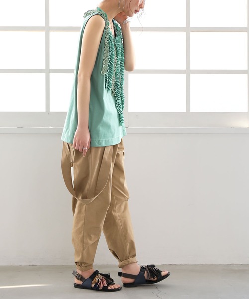 osharewalker（オシャレウォーカー）の「【廃盤】『ボリュームレースフリルタンク』（タンクトップ・レディース・ブラック/オフホワイト/グリーン/ピンク・2/1）」の15枚目の写真