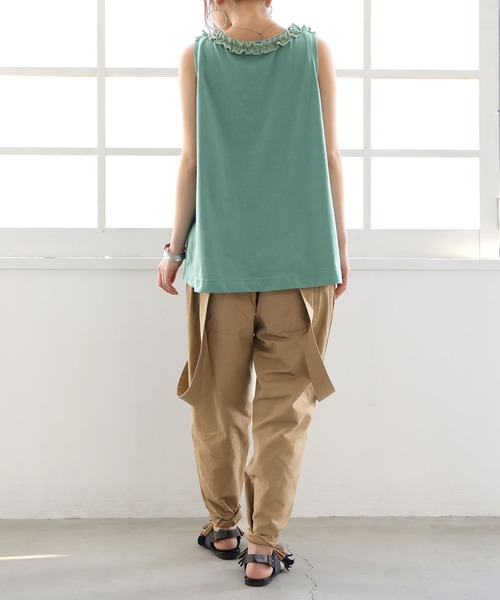 osharewalker（オシャレウォーカー）の「【廃盤】『ボリュームレースフリルタンク』（タンクトップ・レディース・ブラック/オフホワイト/グリーン/ピンク・2/1）」の16枚目の写真