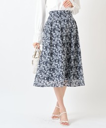 tocco closet | シアーボーダー×フラワープリントタックフレアスカート(スカート)