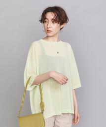 BEAUTY&YOUTH UNITED ARROWS | BY アセテートナイロンシアー5分袖ニットプルオーバー -ウォッシャブル-(ニット/セーター)