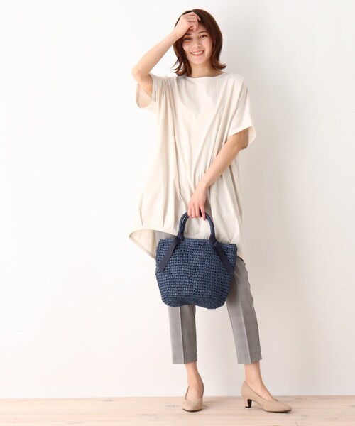 SHOO・LA・RUE（シューラルー）の「◆ペーパーソフトリボンミニトート（トートバッグ・レディース・ベージュ/ネイビー・00）」の5枚目の写真