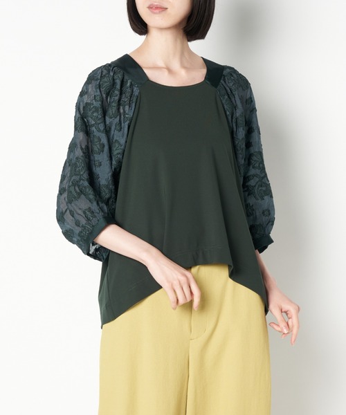 ライチ(ライチ)の「aurea/dr211-013 TOPS(シャツ/ブラウス・レディース・ブラック/グリーン・FREE)」の2枚目の写真