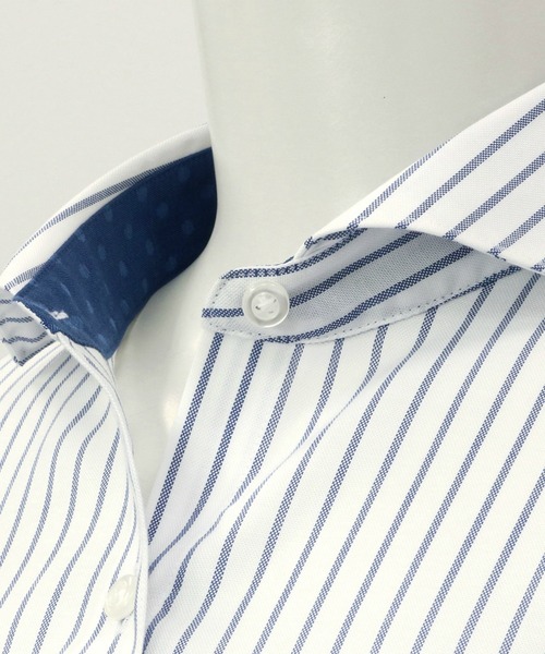 TOKYO SHIRTS（トウキョウシャツ）の「形態安定ノーアイロン ホリゾンタルワイド衿 半袖ビジネスワイシャツ（ビジネスシャツ・レディース・ネイビー・XL/XS/M/LL/S/L）」の3枚目の写真