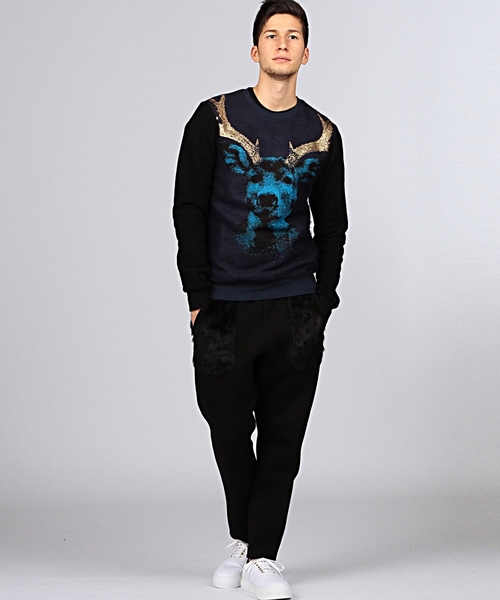 EN ROUTE（アンルート）の「YOSHIO KUBO  DEER SWEAT（Tシャツ/カットソー・メンズ・ネイビー・3/2）」の6枚目の写真