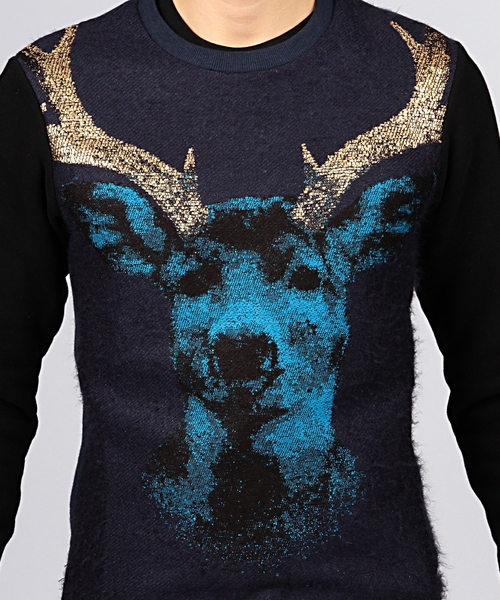 EN ROUTE（アンルート）の「YOSHIO KUBO  DEER SWEAT（Tシャツ/カットソー・メンズ・ネイビー・3/2）」の2枚目の写真