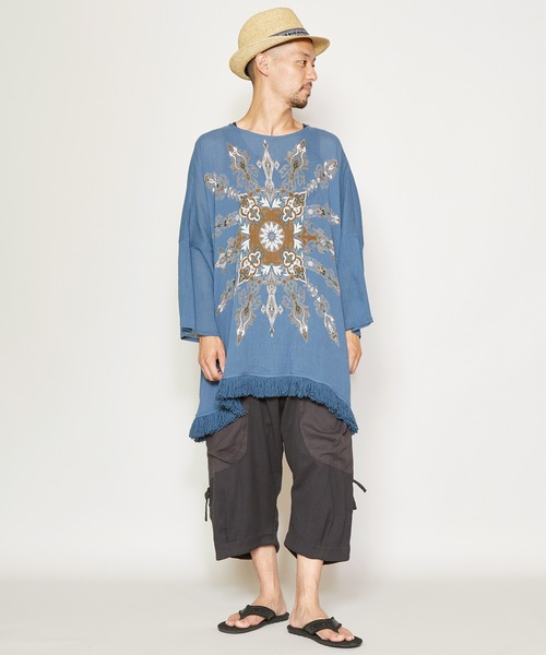 チャイハネ(チャイハネ)の「【チャイハネ】yul トライバル柄フリンジMEN'Sトップス(その他トップス・メンズ・ブラック/ベージュ/ブルー・FREE)」の5枚目の写真
