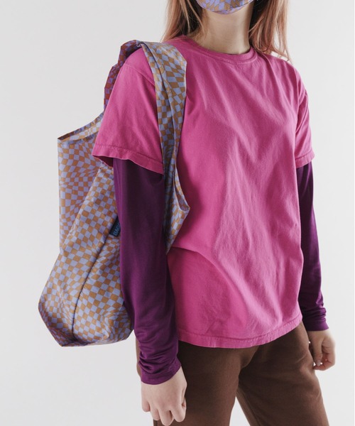 BAGGU（バグー）の「STANDARD BAGGU 388.チェッカー ラベンダー×ベージュ（エコバッグ/サブバッグ・レディース・ラベンダー・FREE）」の8枚目の写真