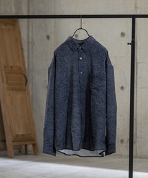 【a】ナチュラルストレッチ総柄プリント長袖シャツ