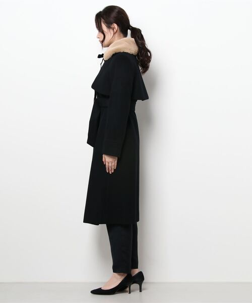 Dear Princess（ディアプリンセス）の「エクセレントビーバー　コート（ステンカラーコート・レディース・ベージュ/ライトブラウン/ブラック・MEDIUM/SMALL）」の5枚目の写真