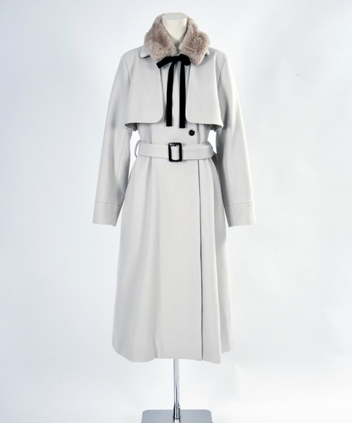 Dear Princess（ディアプリンセス）の「エクセレントビーバー　コート（ステンカラーコート・レディース・ベージュ/ライトブラウン/ブラック・MEDIUM/SMALL）」の3枚目の写真