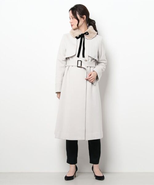 Dear Princess（ディアプリンセス）の「エクセレントビーバー　コート（ステンカラーコート・レディース・ベージュ/ライトブラウン/ブラック・MEDIUM/SMALL）」の8枚目の写真